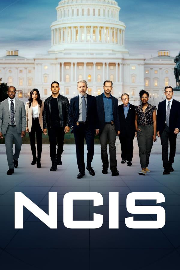 The cast of NCIS season 20 walks forward above show title in promotio<em></em>nal poster